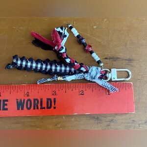 Plaid and Beaded Keychain Accessory